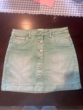 Mint Button-Front Denim Mini Skirt - Unbranded